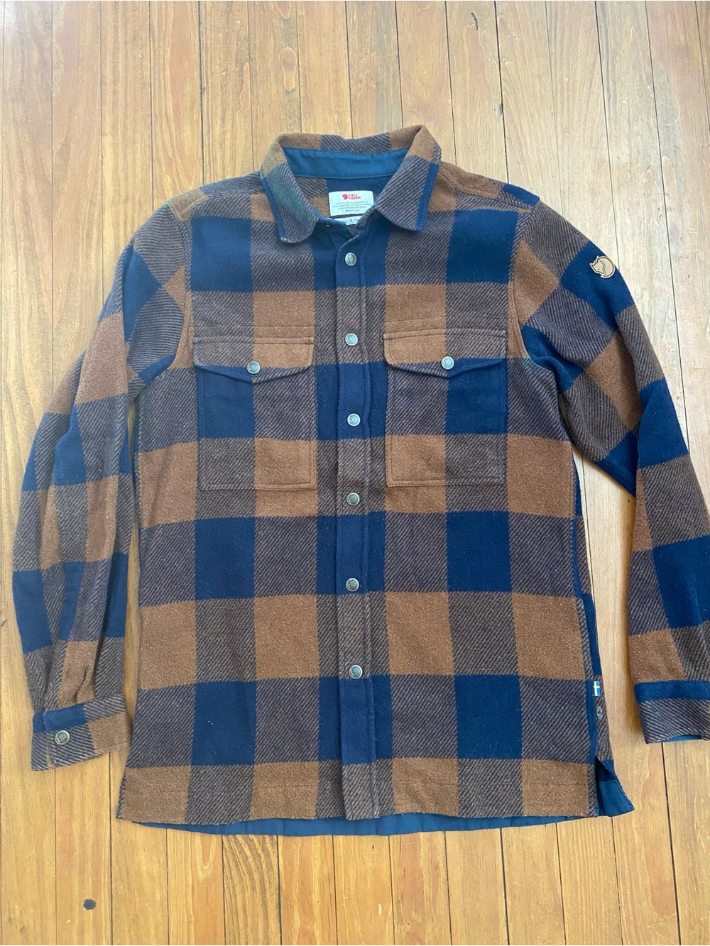Fjallraven Men’s Canada Shirt Wool Blend Small Chestnut and Navy
